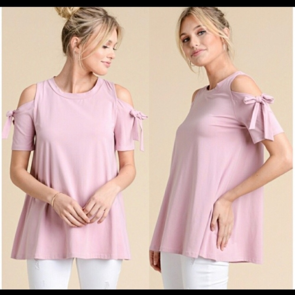 Mauve Pink Cold Shoulder tee, size Medium